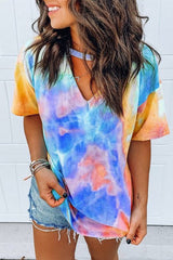 Tie Dye V-Neck Short Sleeve T-Shirt