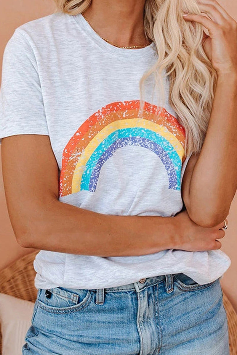 Rainbow Printed Plus Size T-Shirt