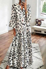 Bohemian Leopard Print Maxi Dress