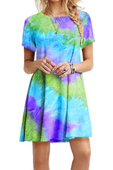 Rainbow Tie Dye Plus Size Mini Dress