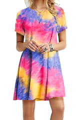 Rainbow Tie Dye Plus Size Mini Dress