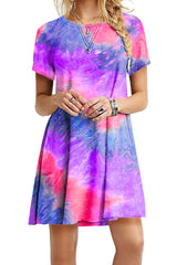 Rainbow Tie Dye Plus Size Mini Dress