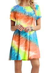 Rainbow Tie Dye Plus Size Mini Dress