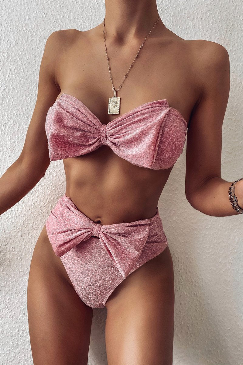 Bowknot Sparkly Sequined Bikini