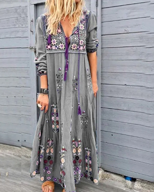 Boho Chic Floral Print Maxi Dress