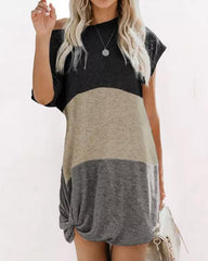 Three Contrast Color T-shirt Dress