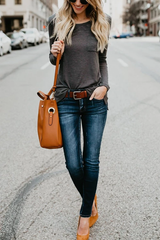 Chic Grey Pocket T-shirt