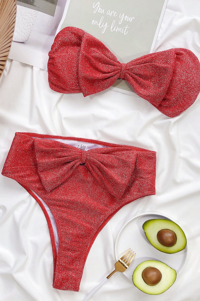 Bowknot Sparkly Sequined Bikini