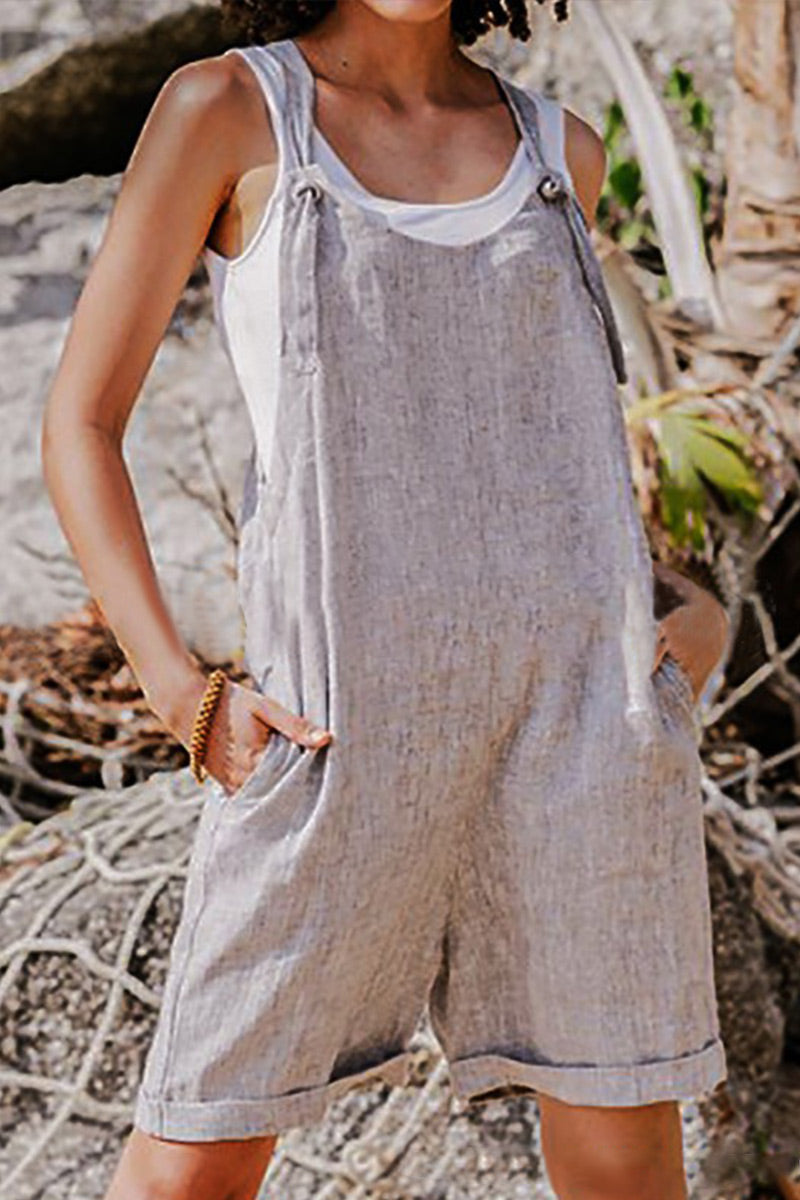 Casual Solid Spaghetti Strap Loose Jumpsuits