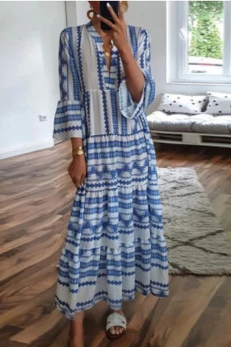 Bohemian Geometric Print Maxi Dress