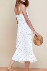 Sexy College Floral Buttons Slit V Neck Dresses