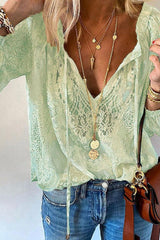 Fashion Elegant Solid Split Joint V Neck Tops(5 Colors)