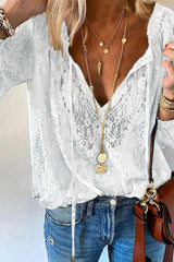 Fashion Elegant Solid Split Joint V Neck Tops(5 Colors)