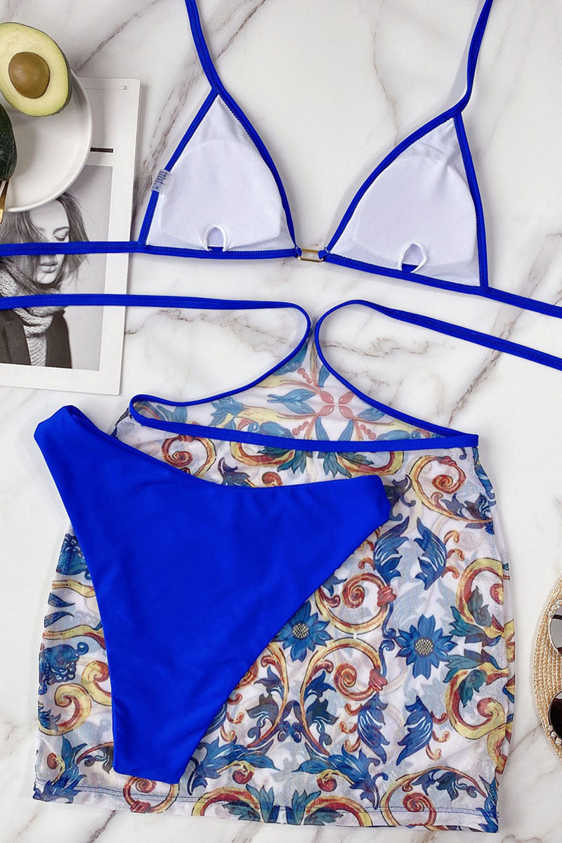 Blue Print Strap Three-piece Set