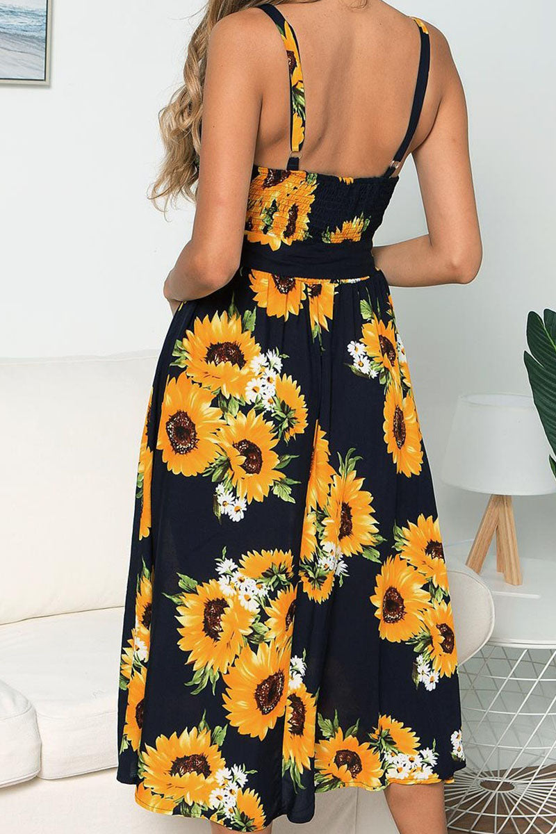 Bohemian A Line Strap Printed Dresses