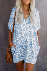 Casual Print Split Joint V Neck Straight Dresses