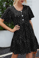 Casual Dot Split Joint O Neck A Line Dresses