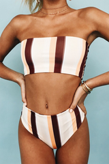 Sexy  Vacation Color Lump  Contrast Swimwears