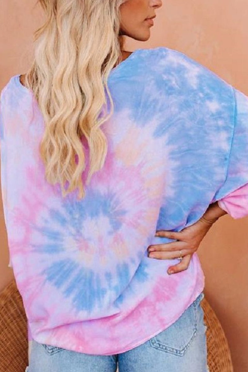 Tie Dye Button Up Loose Blouse