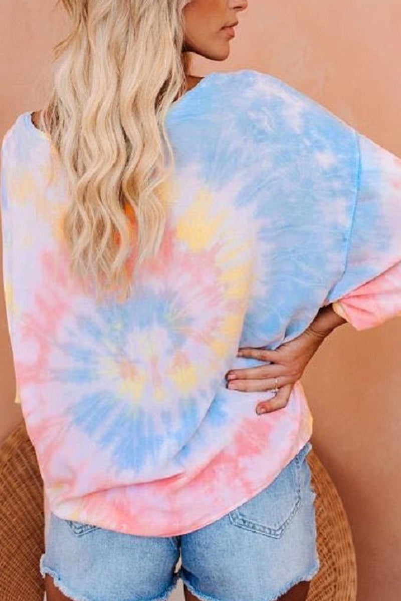 Tie Dye Button Up Loose Blouse