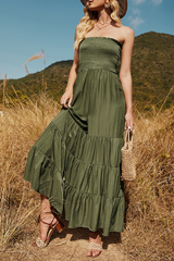 Casual Solid Split Joint Stringy Selvedge Strapless Jumpsuits