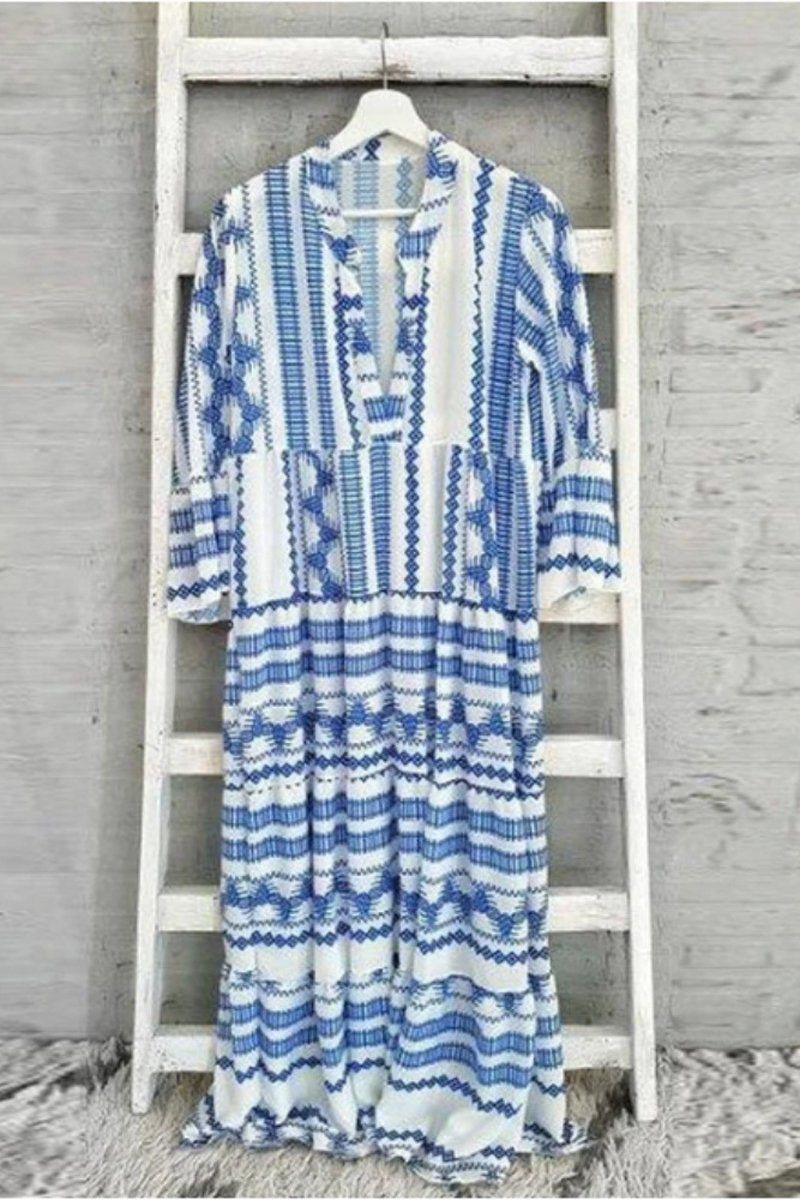 Bohemian Geometric Print Maxi Dress