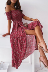 Fashion Floral High Opening Fold Stringy Selvedge Strapless Evening Dress Dresses