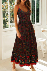 Fashion Sexy Print Split Joint V Neck A Line Dresses