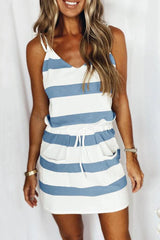 Casual Striped V Neck A Line Mini Dresses(11 Colors)