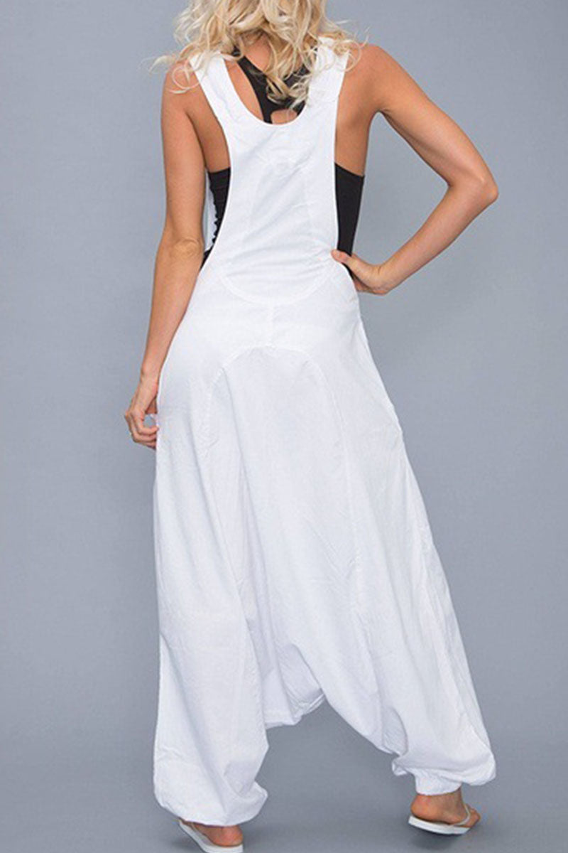 Casual Solid Asymmetrical Spaghetti Strap Loose Jumpsuits