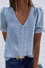 Casual Solid Split Joint V Neck Tops(5 Colors)