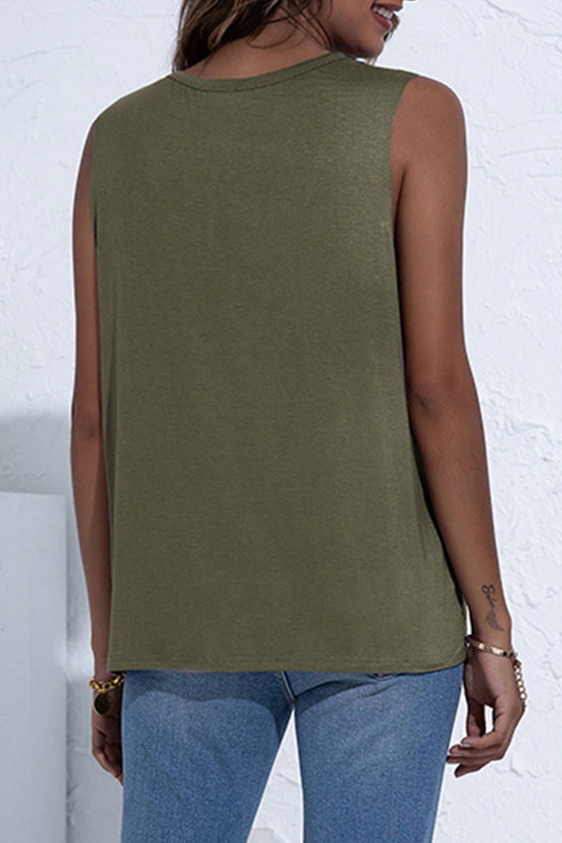 Casual Solid Hollowed Out O Neck Tops(5 Colors)