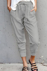 Casual Solid Split Joint Loose Mid Waist Pencil Bottoms(6 Colors)
