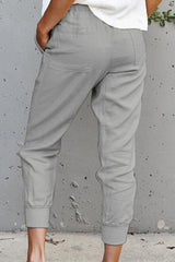 Casual Solid Split Joint Loose Mid Waist Pencil Bottoms(6 Colors)