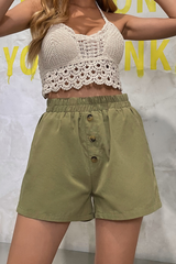 Casual Solid Buttons Wide Leg Solid Color Bottoms