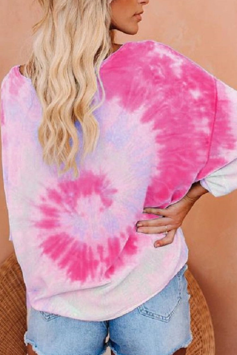 Tie Dye Button Up Loose Blouse