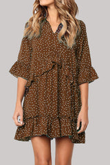 Fashion Polka Dot V Neck Princess Dresses(6 Colors)