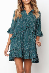 Fashion Polka Dot V Neck Princess Dresses(6 Colors)