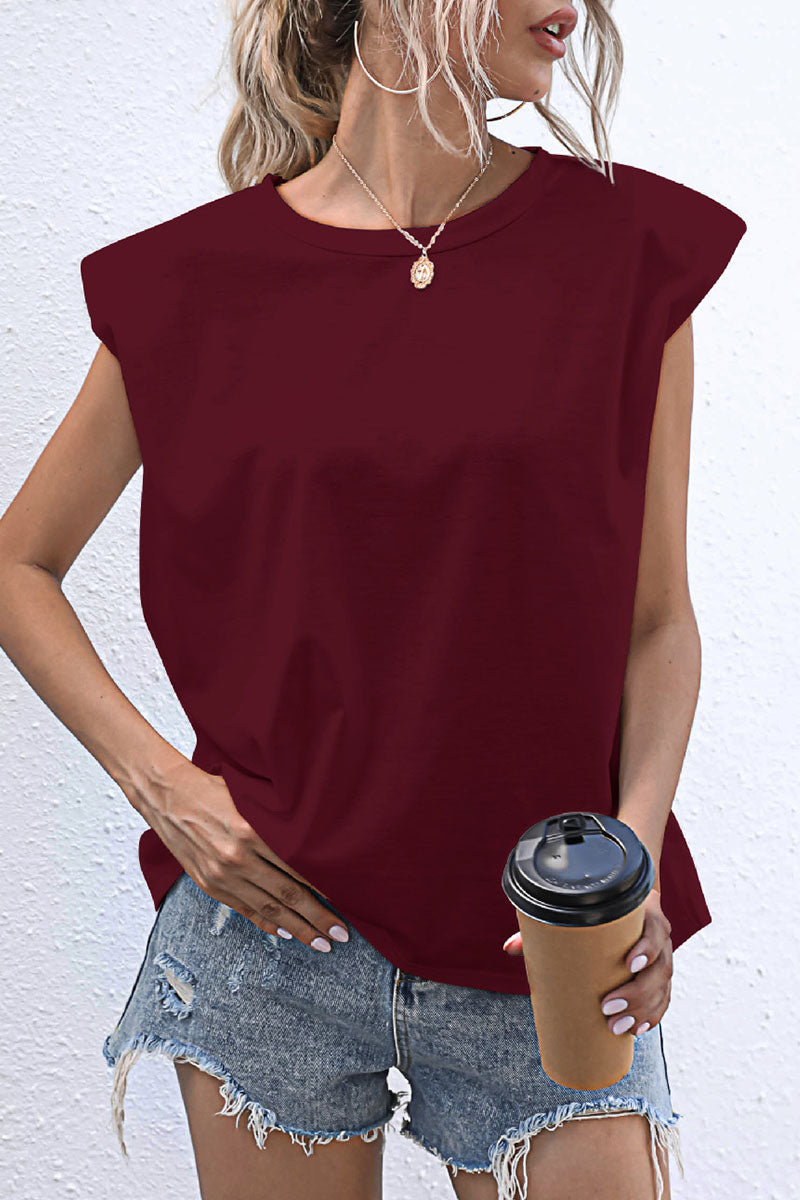 Casual Solid Split Joint O Neck T-Shirts(10 Colors)