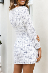 Fashion Polka Dot Split Joint Square Collar A Line Dresses