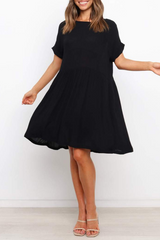 Casual Solid O Neck A Line Midi Dresses