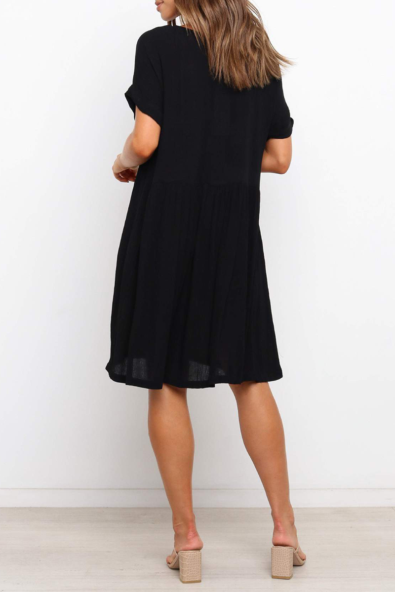 Casual Solid O Neck A Line Midi Dresses