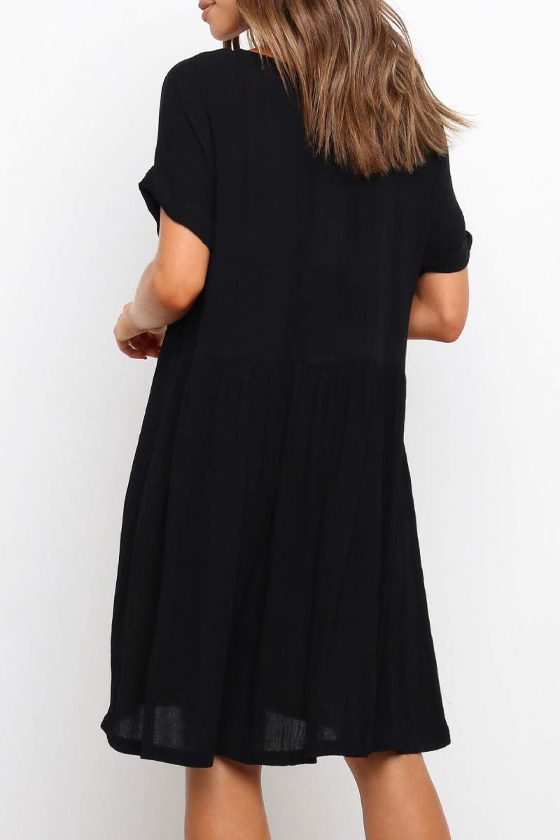 Casual Solid O Neck A Line Midi Dresses