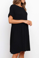 Casual Solid O Neck A Line Midi Dresses