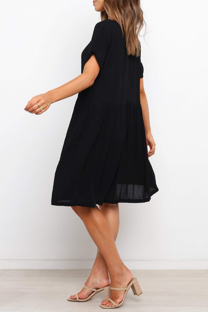 Casual Solid O Neck A Line Midi Dresses