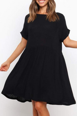 Casual Solid O Neck A Line Midi Dresses