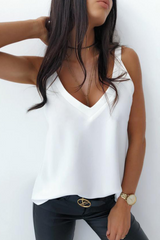 Fashion Elegant Solid Leopard V Neck Tops