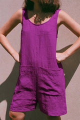 Casual Solid Pocket O Neck Straight Jumpsuits(4 Colors)