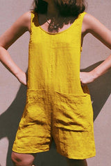 Casual Solid Pocket O Neck Straight Jumpsuits(4 Colors)