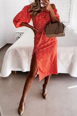 Fashion Elegant Polka Dot Frenulum Slit Off the Shoulder Dresses